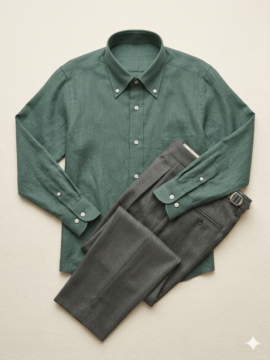 Phthalo Green Linen Shirt