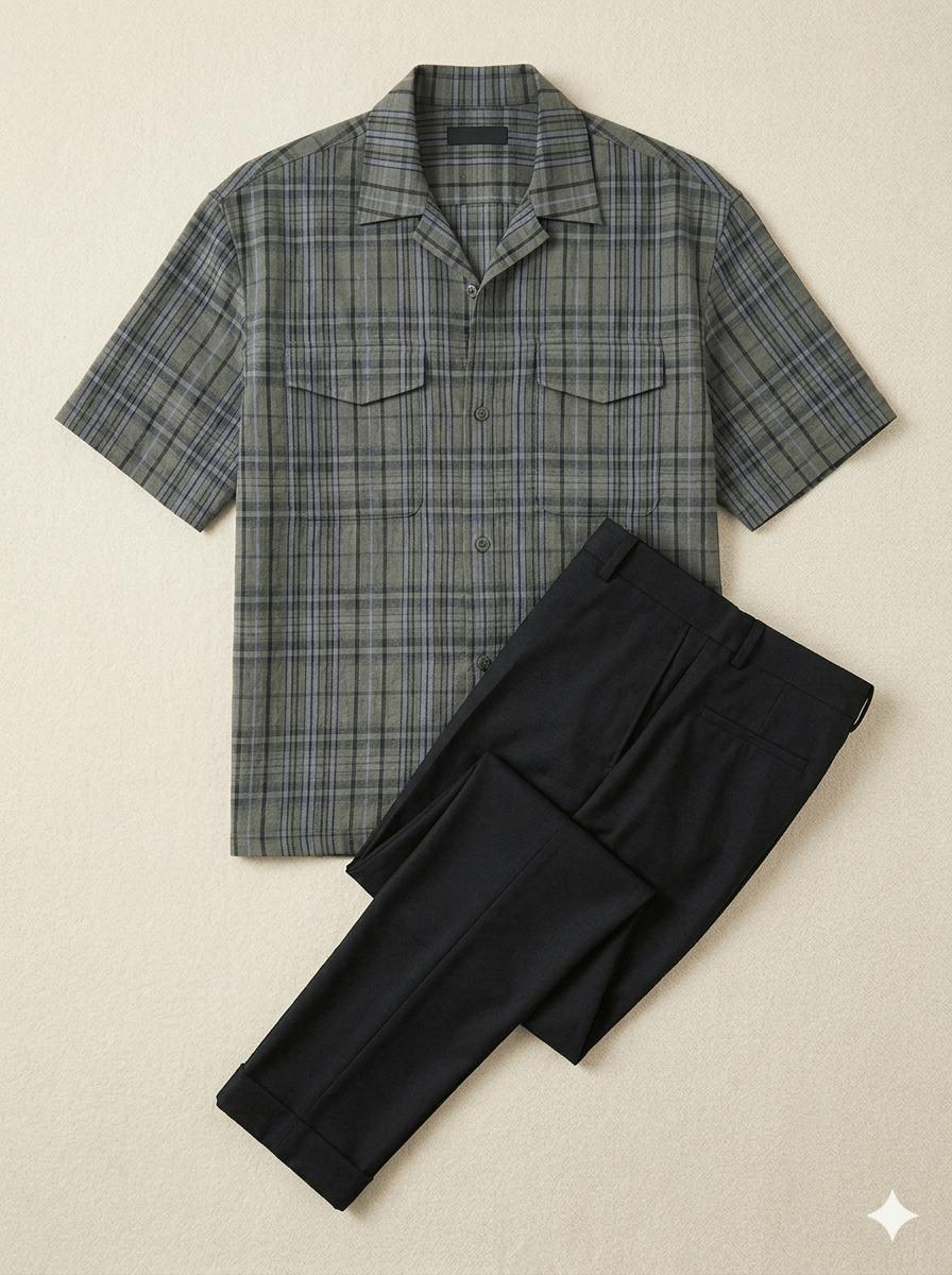 Olive Checkered Imported Shirt