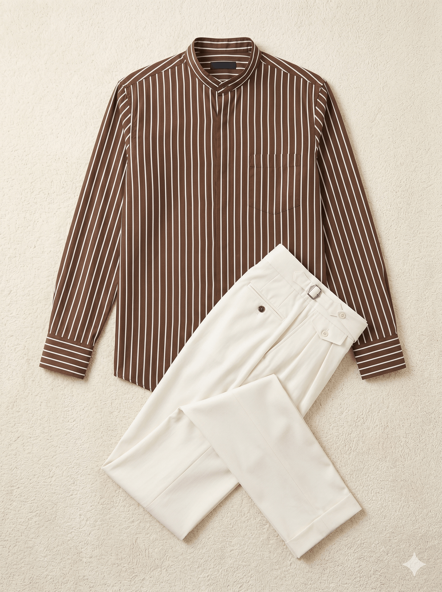 Thin Stripe Brown Cotton Shirt