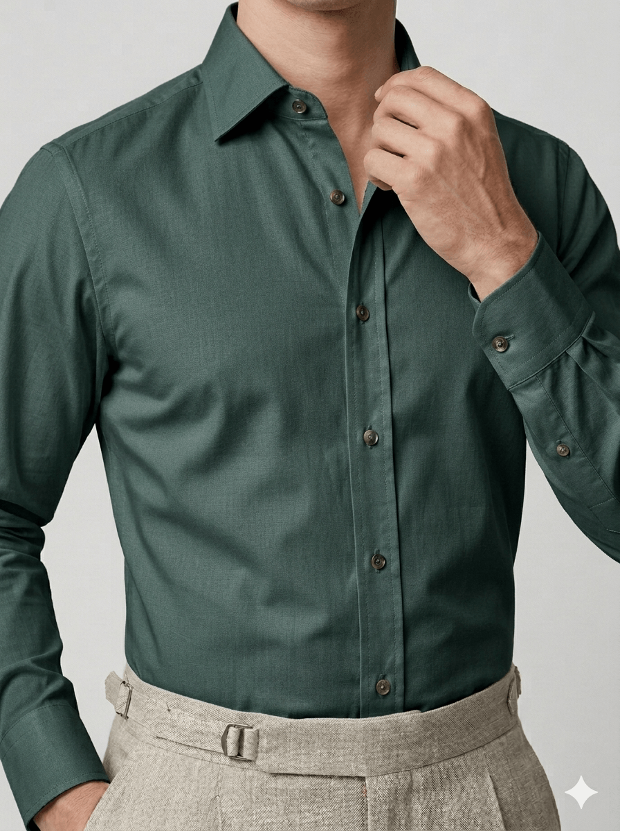 Phthalo Green Linen Shirt