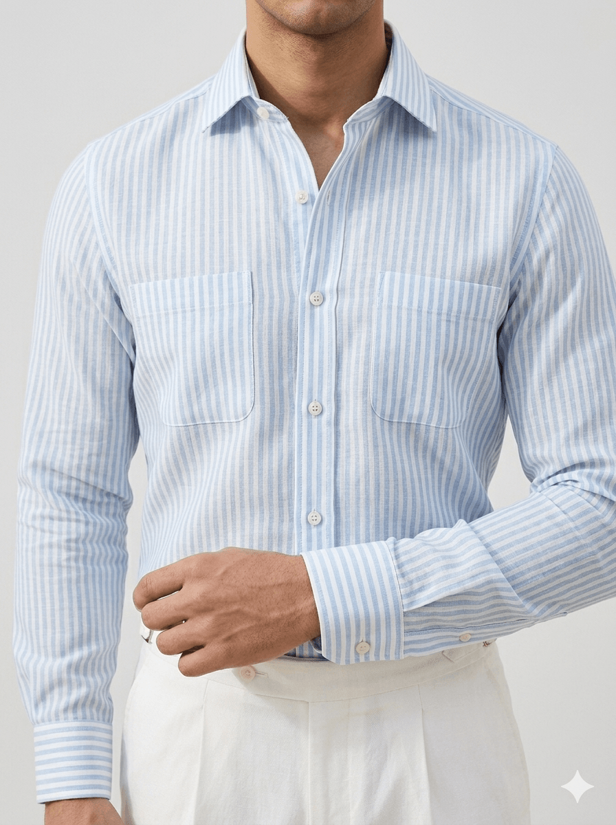 Blue Stripe Linen Shirt