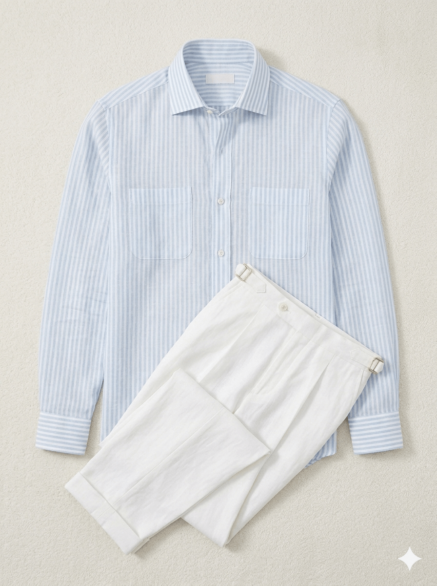 Blue Stripe Linen Shirt
