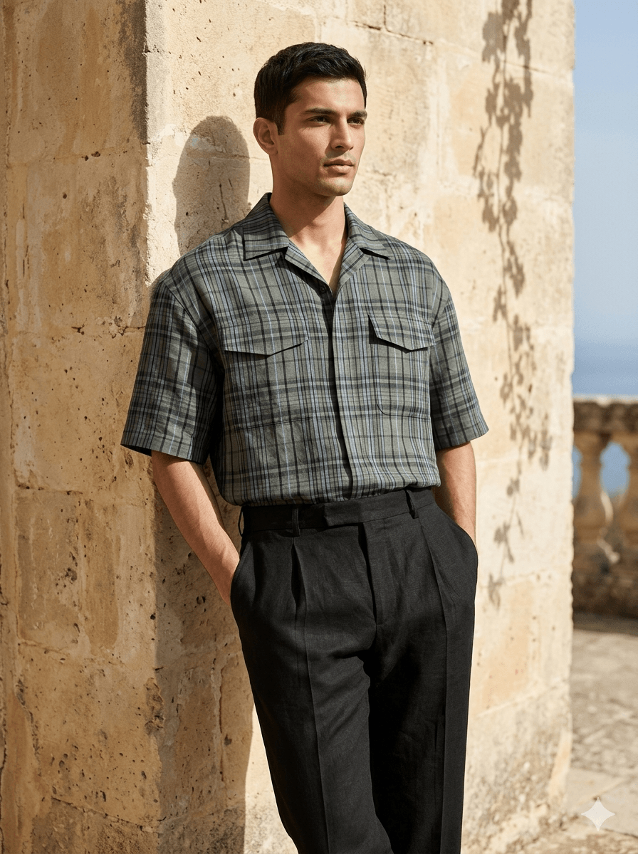 Olive Checkered Imported Shirt