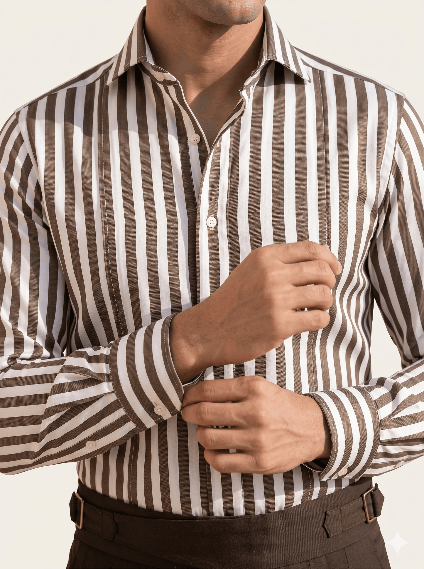 Brown Stripe Cotton Shirt
