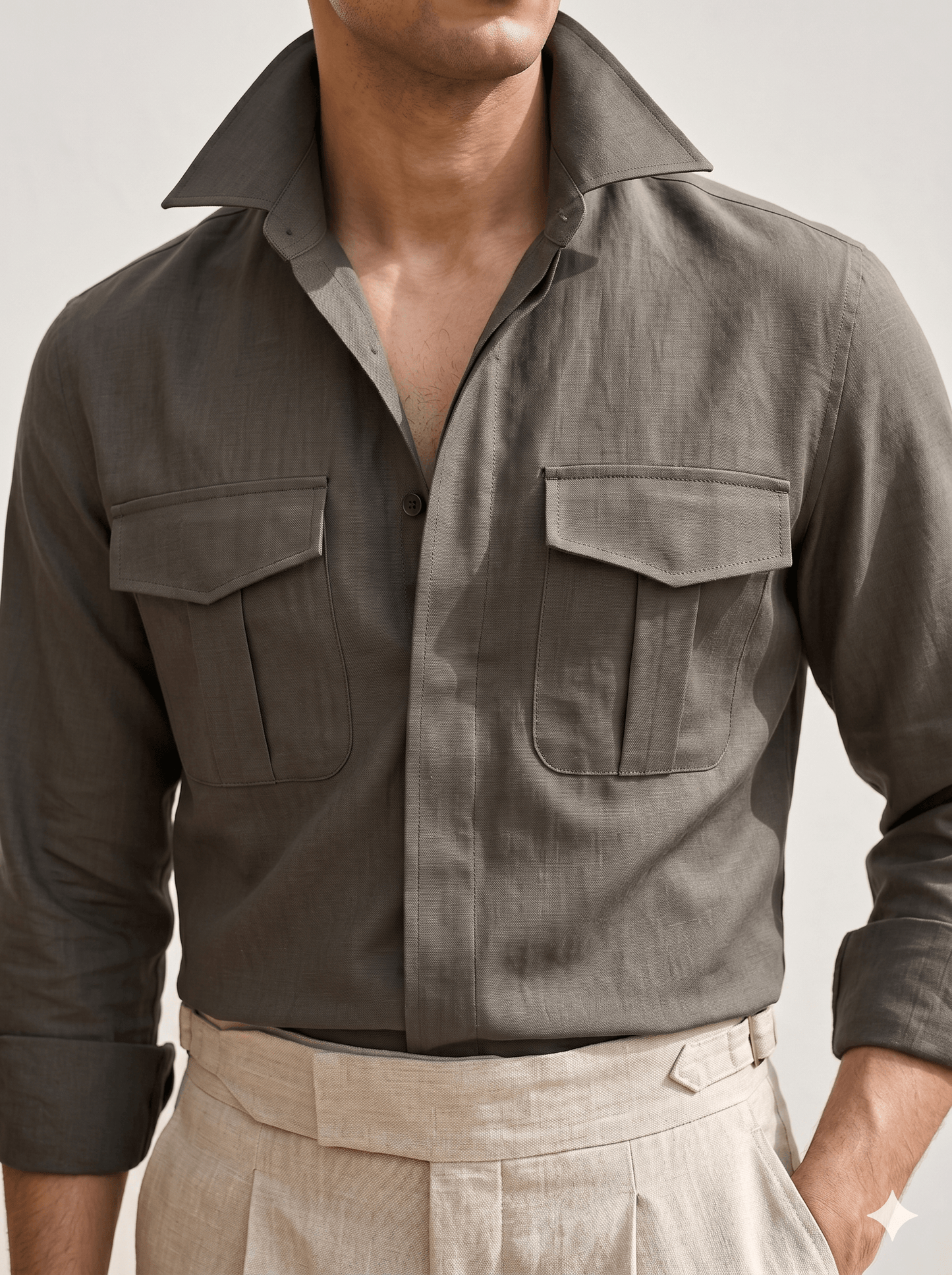 Olive Haze Linen Shirt