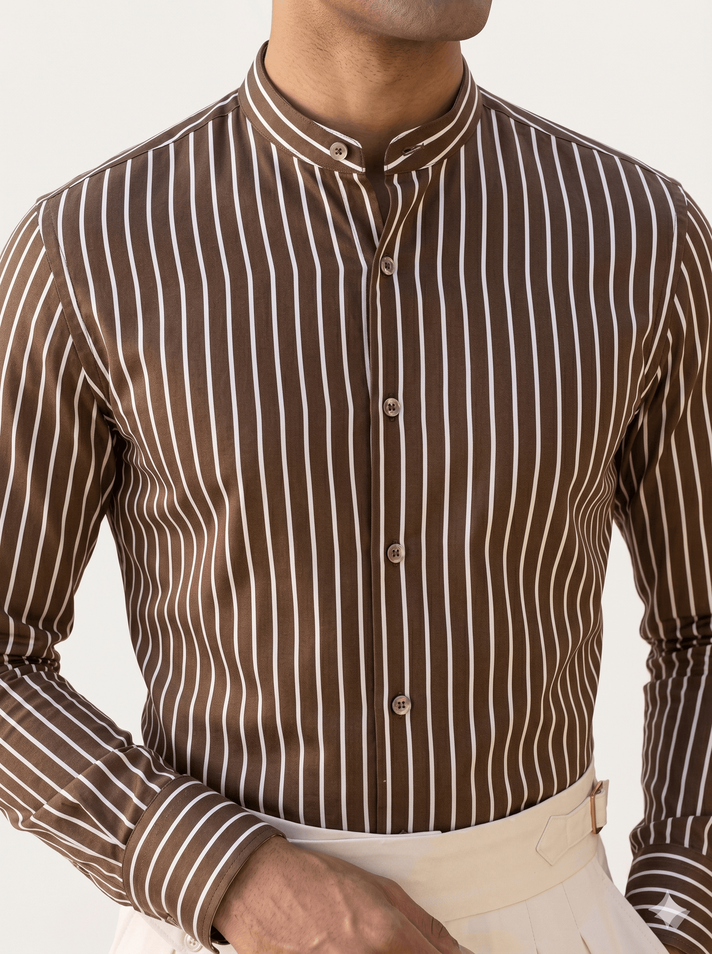 Thin Stripe Brown Cotton Shirt